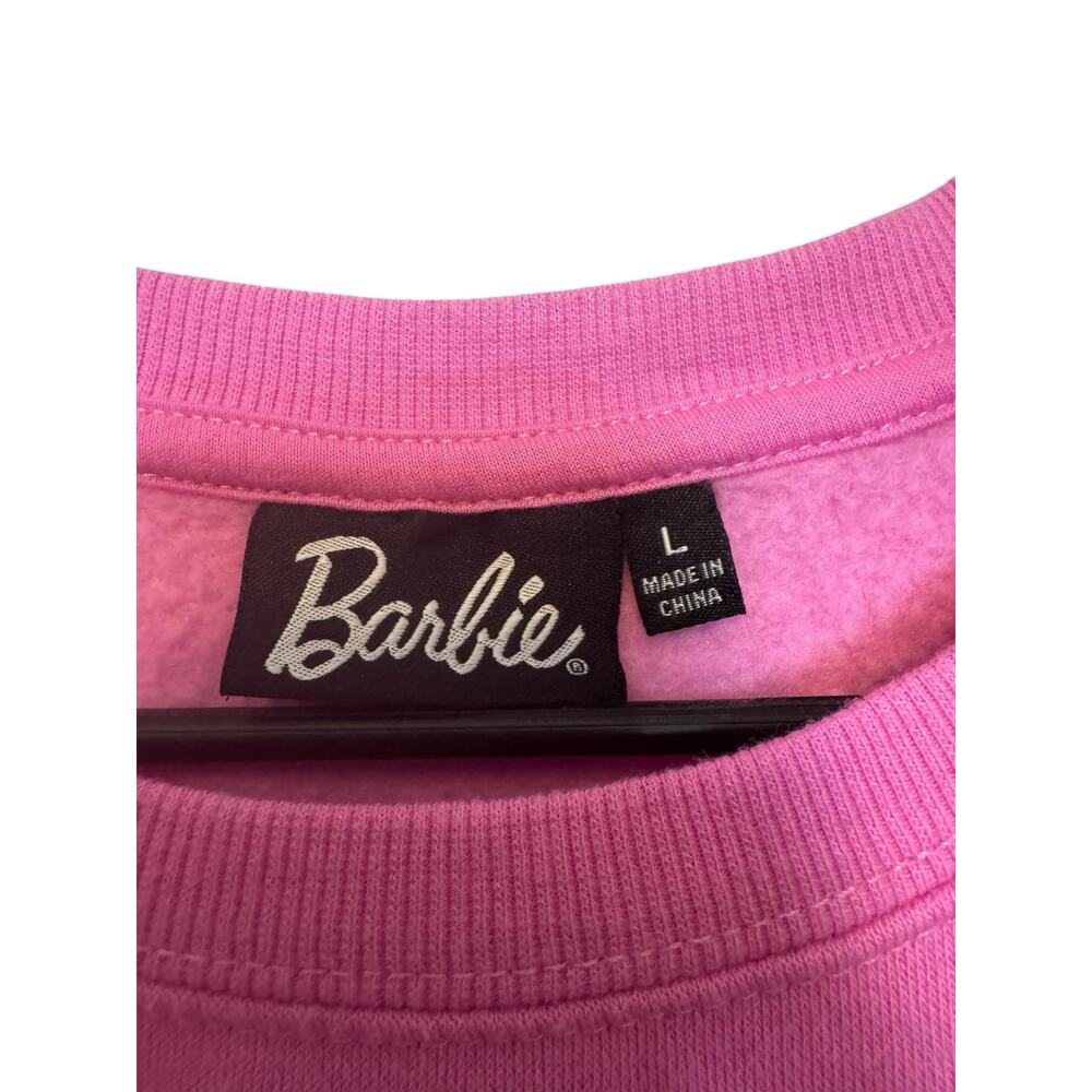 Barbie Pink Christmas Graphic Cropped Sweatshirt | Tag L Holiday Crewneck - Picture 4 of 6